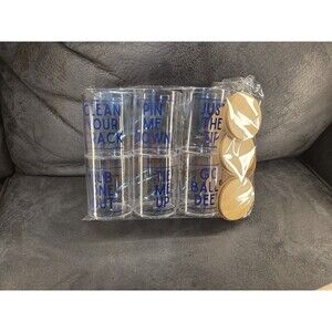 Naughty Bathroom Jars Set of 6 Funny Gag Gift Plastic Canisters Royal Blue Vinyl